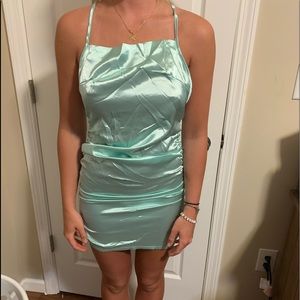 Sage green satin dress